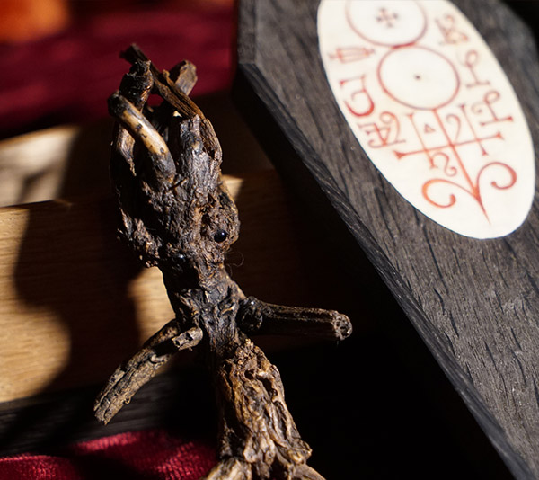 Mandrake figure in Oak Coffin box 10